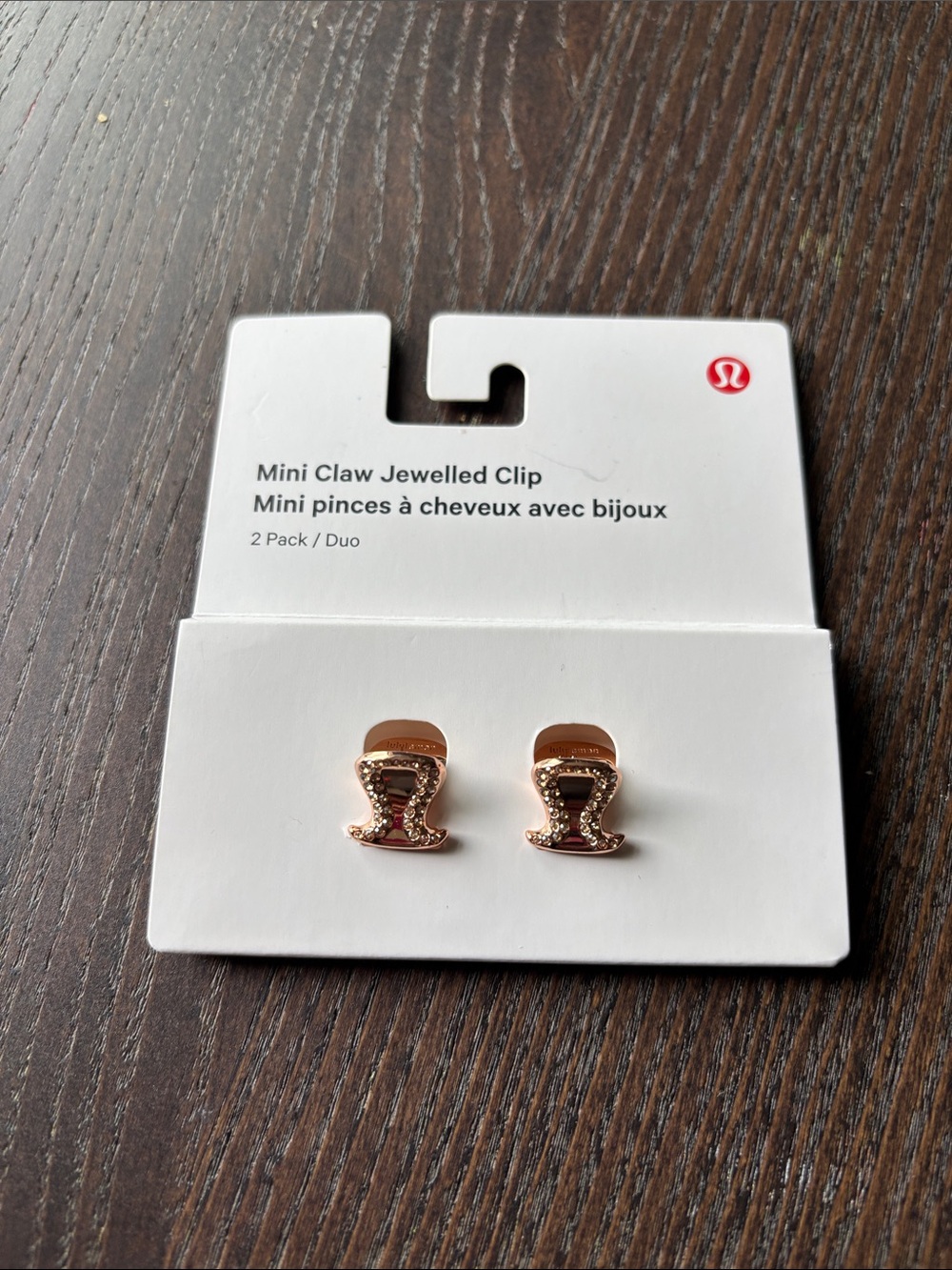 lululemon athletica Rose Gold Mini Jeweled Claw Clips (2-Pack) NWT